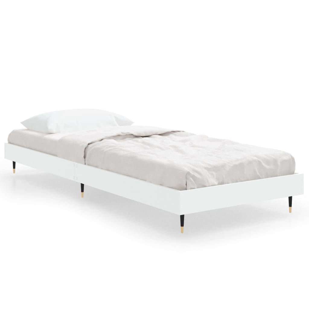 Bedframe Bewerkt Hout Wit 75 x 190 cm