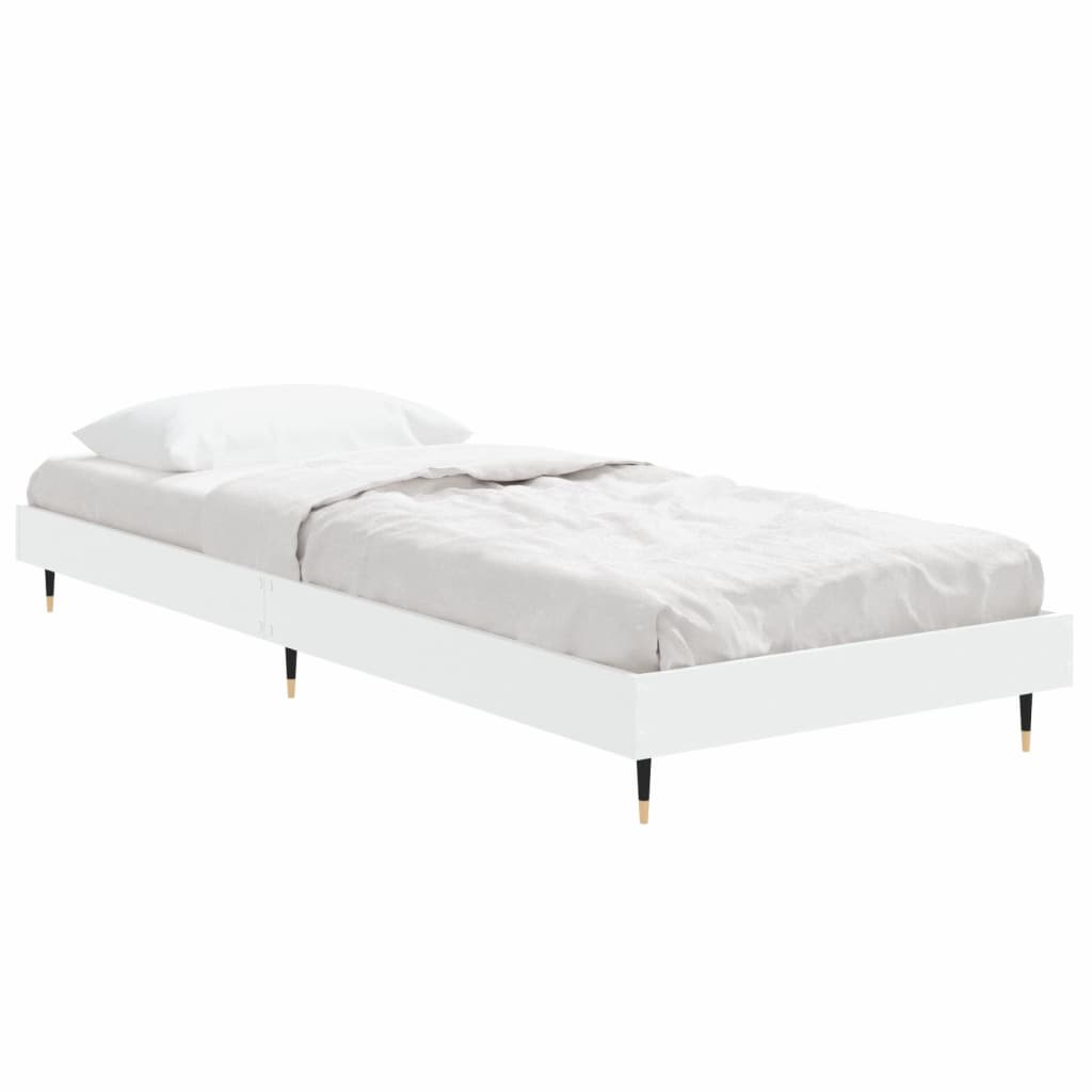 Bedframe Bewerkt Hout Wit 75 x 190 cm