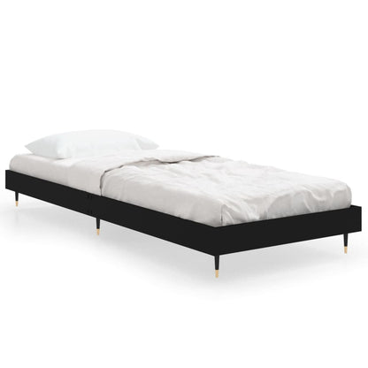 Bedframe Bewerkt Hout Zwart 75 x 190 cm