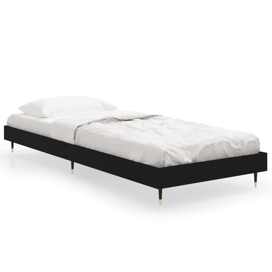 Bedframe Bewerkt Hout Zwart 75 x 190 cm