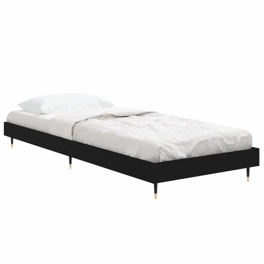 Bedframe Bewerkt Hout Zwart 75 x 190 cm