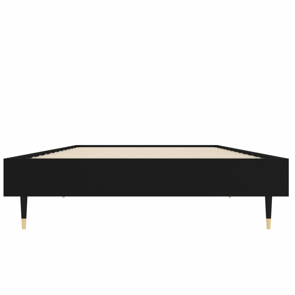Bedframe Bewerkt Hout Zwart 75 x 190 cm