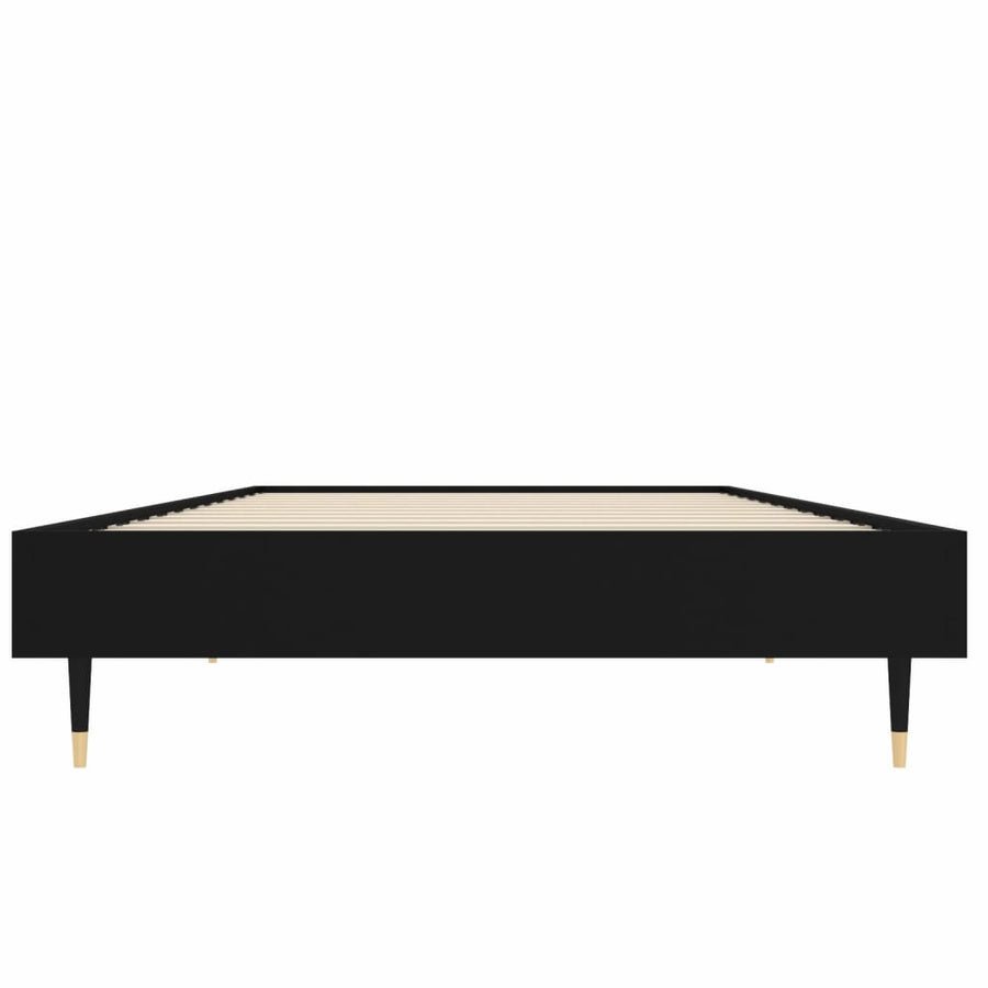 Bedframe Bewerkt Hout Zwart 75 x 190 cm