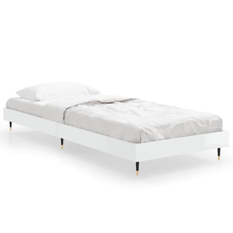 Bedframe Bewerkt Hout Hoogglans Wit 75 x 190 cm