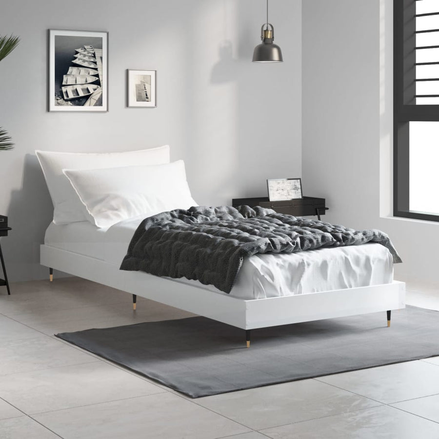 Bedframe Bewerkt Hout Hoogglans Wit 75 x 190 cm