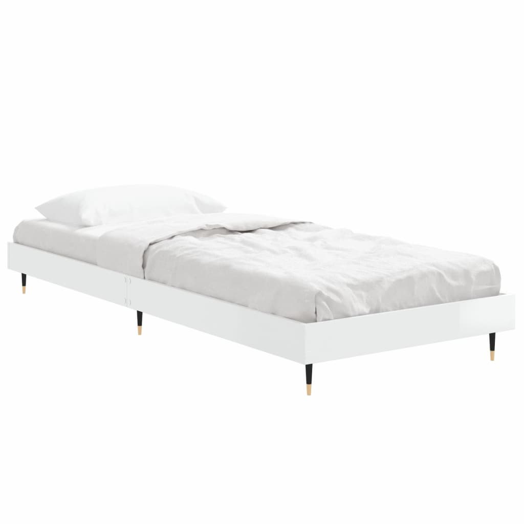 Bedframe Bewerkt Hout Hoogglans Wit 75 x 190 cm
