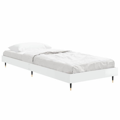 Bedframe Bewerkt Hout Hoogglans Wit 75 x 190 cm