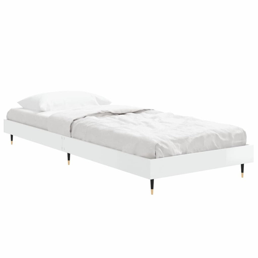 Bedframe Bewerkt Hout Hoogglans Wit 75 x 190 cm