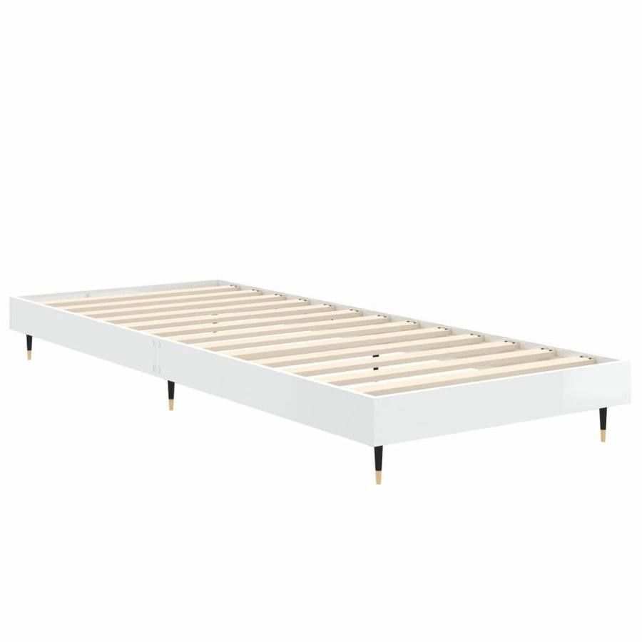 Bedframe Bewerkt Hout Hoogglans Wit 75 x 190 cm