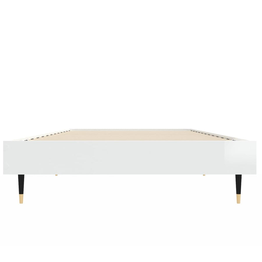 Bedframe Bewerkt Hout Hoogglans Wit 75 x 190 cm