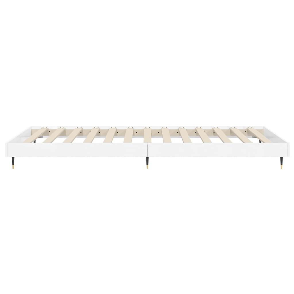 Bedframe Bewerkt Hout Hoogglans Wit 75 x 190 cm