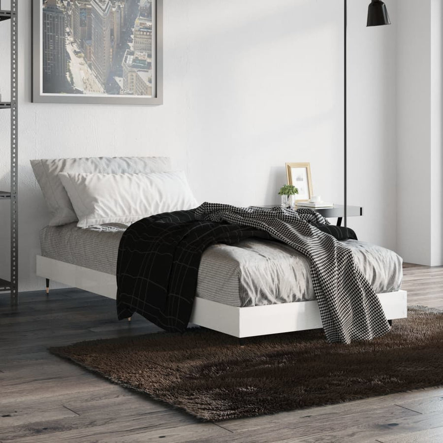Bedframe Bewerkt Hout Hoogglans Wit 75 x 190 cm