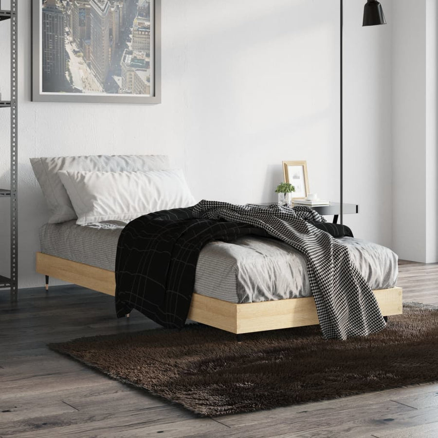 Bedframe Bewerkt Hout Kleurig Sonoma Eiken 75 x 190 cm