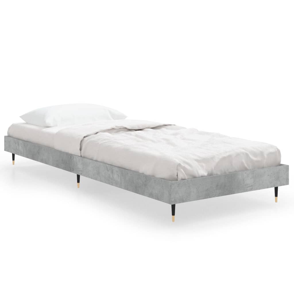 Bedframe Bewerkt Hout Betongrijs 75 x 190 cm