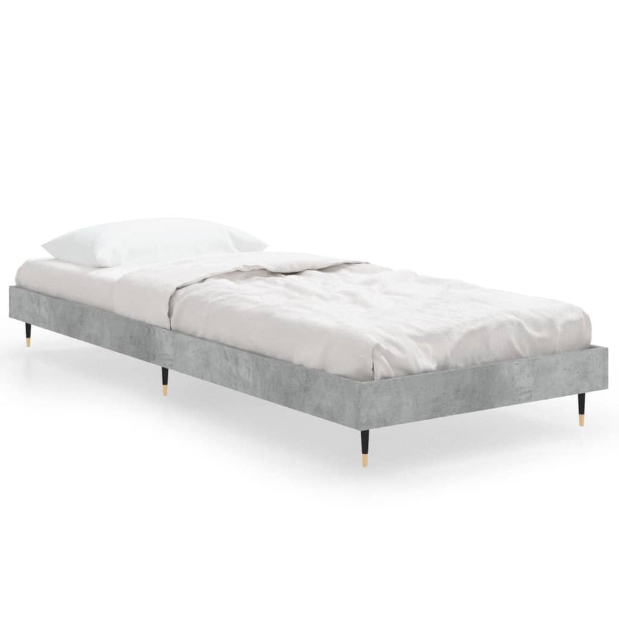 Bedframe Bewerkt Hout Betongrijs 75 x 190 cm