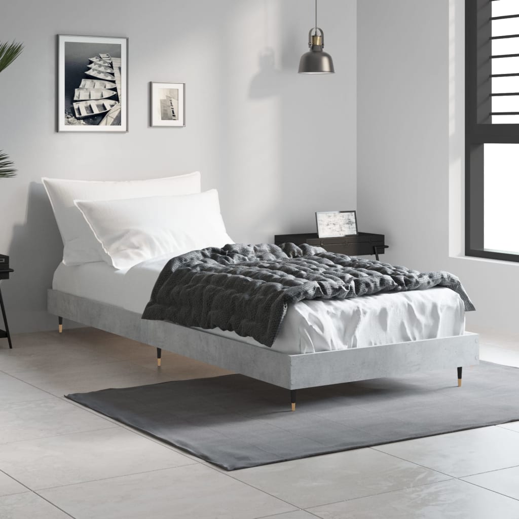 Bedframe Bewerkt Hout Betongrijs 75 x 190 cm