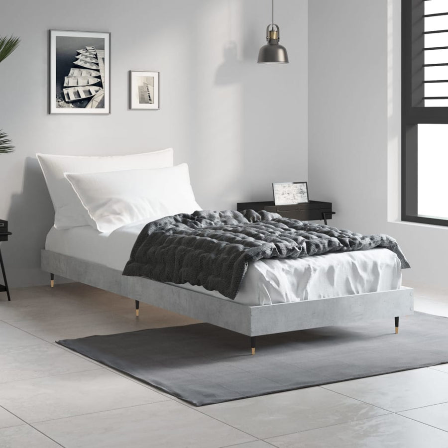 Bedframe Bewerkt Hout Betongrijs 75 x 190 cm
