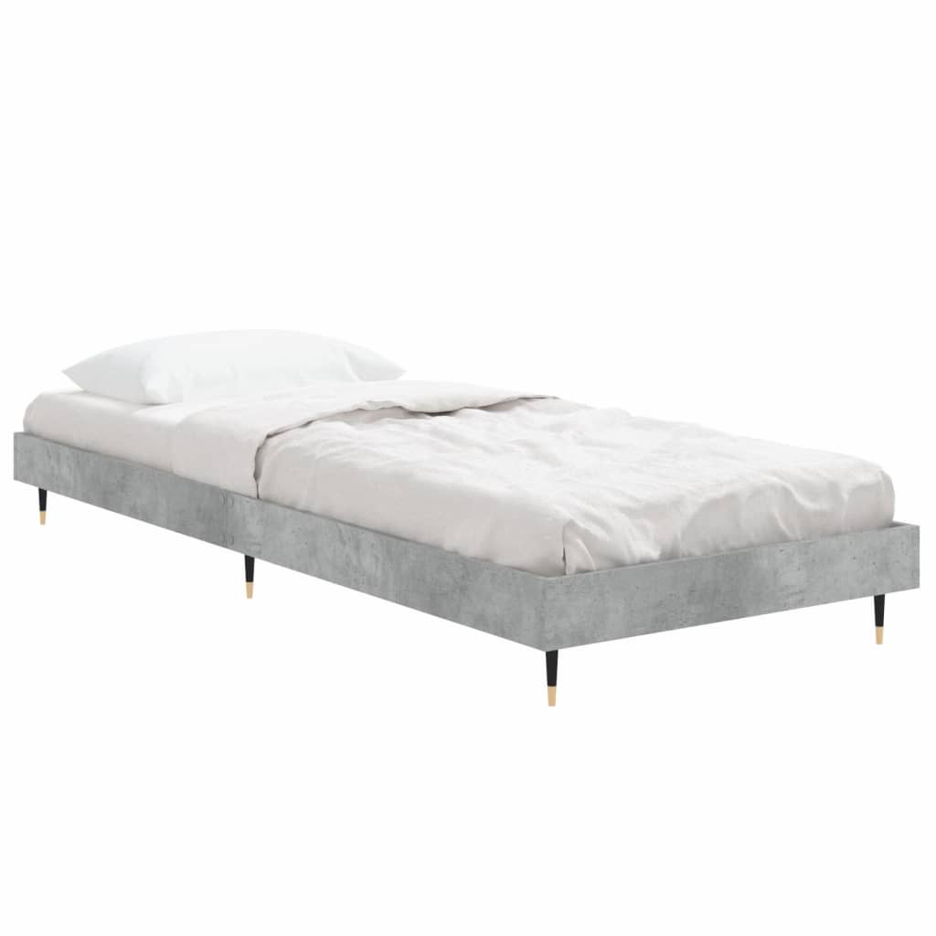 Bedframe Bewerkt Hout Betongrijs 75 x 190 cm