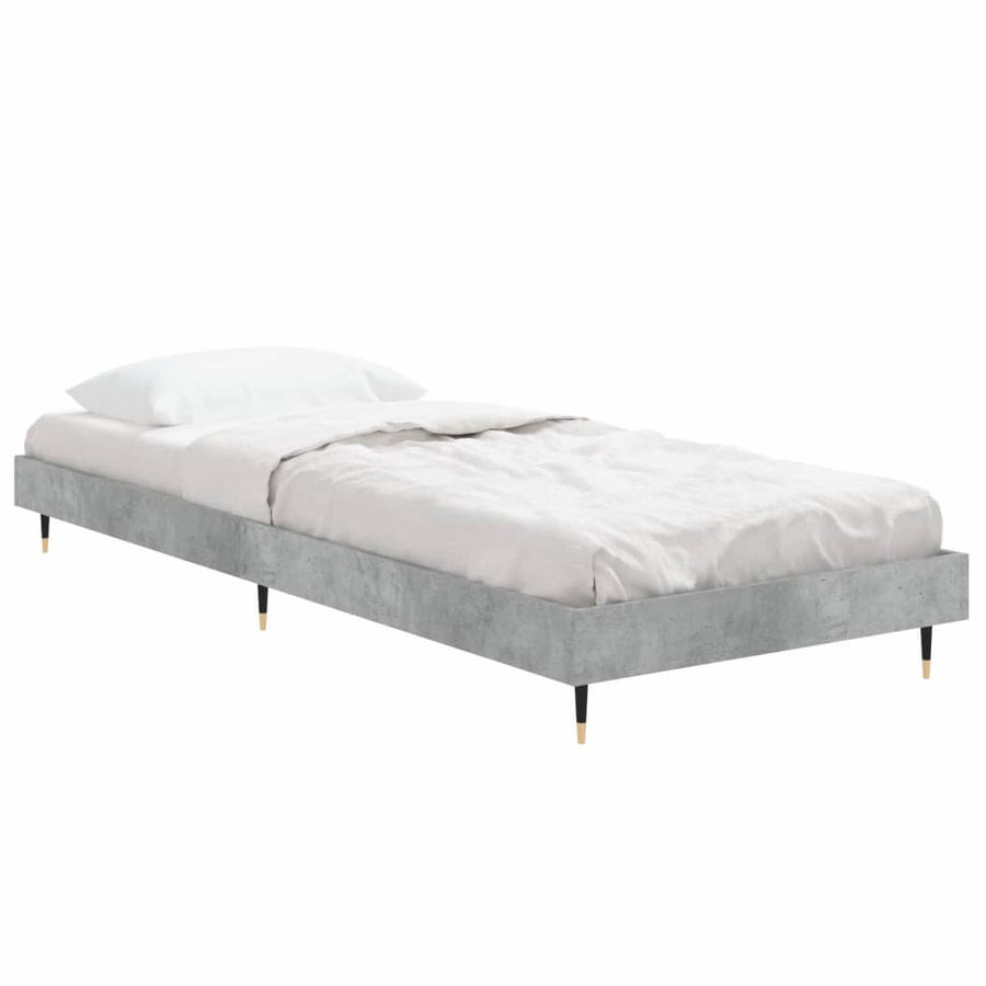 Bedframe Bewerkt Hout Betongrijs 75 x 190 cm