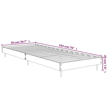 Bedframe Bewerkt Hout Betongrijs 75 x 190 cm