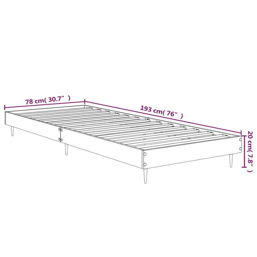 Bedframe Bewerkt Hout Betongrijs 75 x 190 cm
