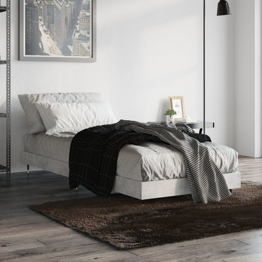 Bedframe Bewerkt Hout Betongrijs 75 x 190 cm
