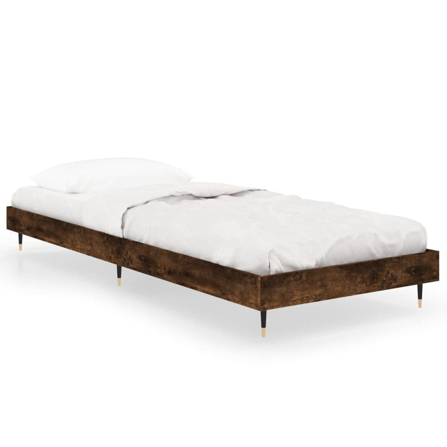 Bedframe Bewerkt Hout Kleurig Gerookt Eiken 75 x 190 cm