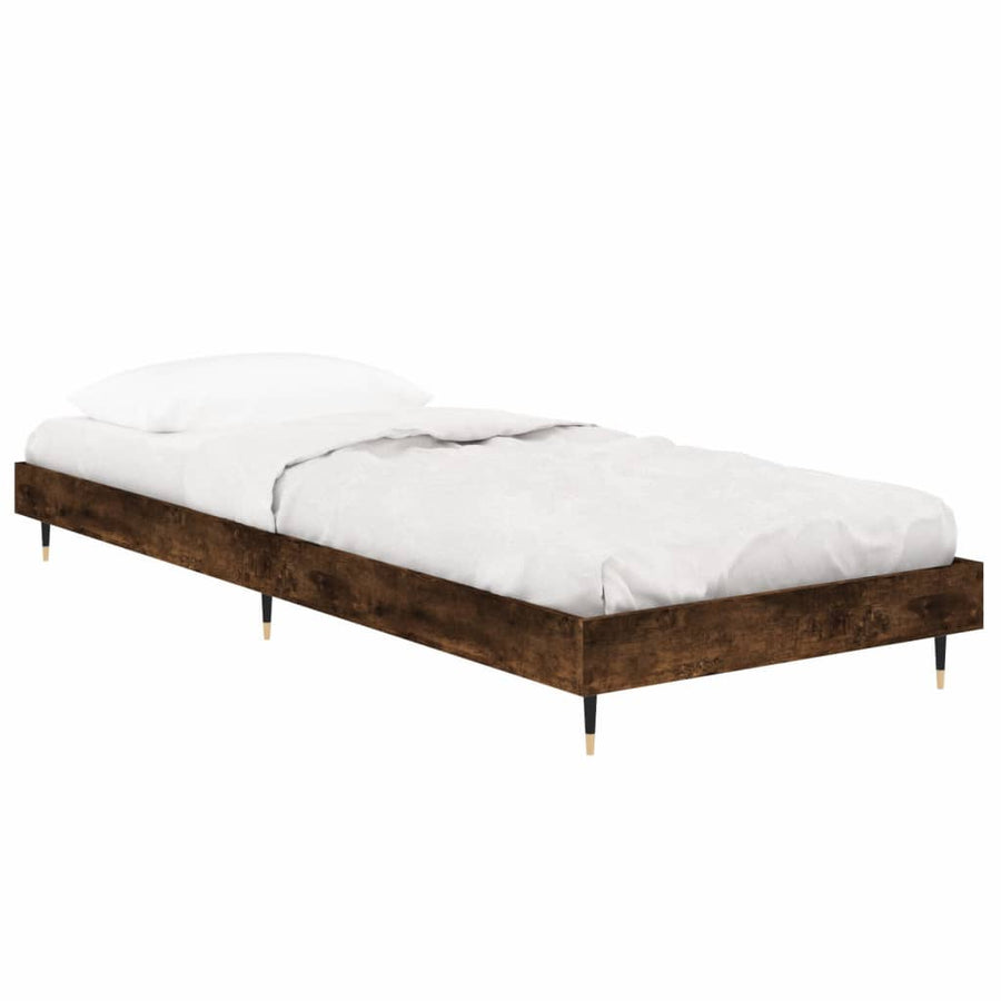 Bedframe Bewerkt Hout Kleurig Gerookt Eiken 75 x 190 cm