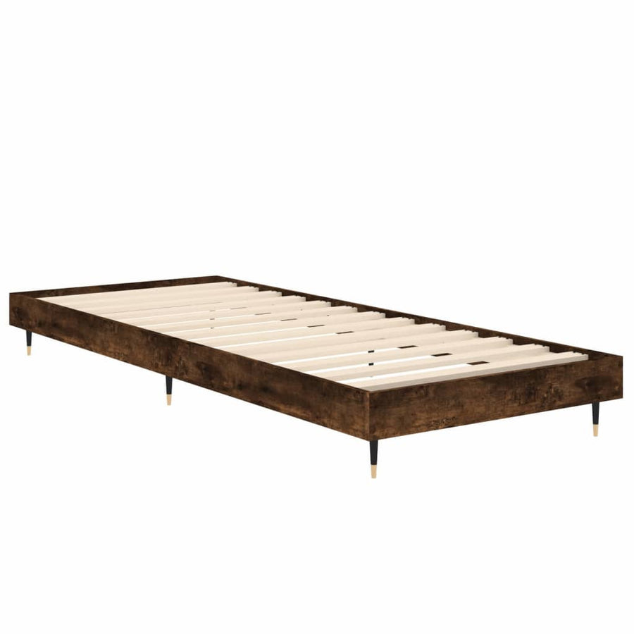 Bedframe Bewerkt Hout Kleurig Gerookt Eiken 75 x 190 cm