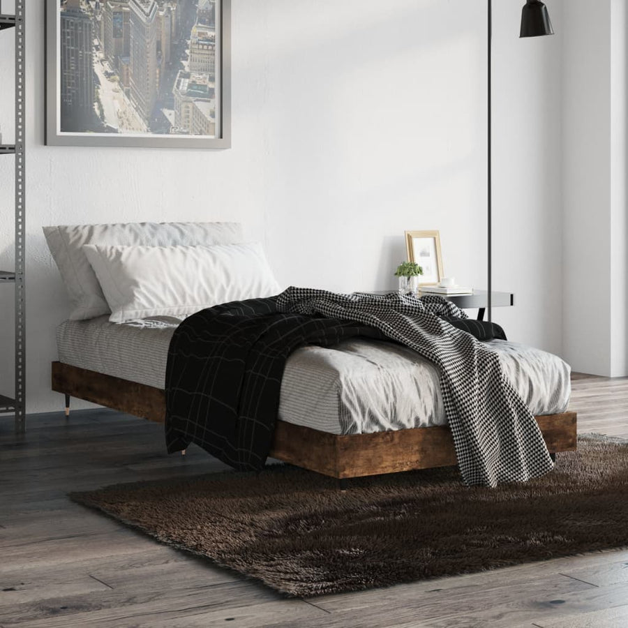 Bedframe Bewerkt Hout Kleurig Gerookt Eiken 75 x 190 cm