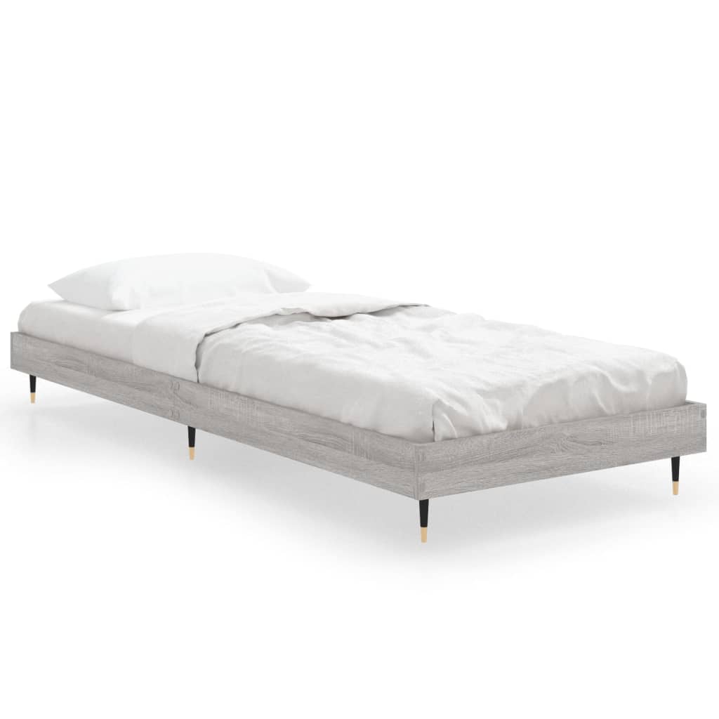 Bedframe Bewerkt Hout Eikenkleurig Grijs Sonoma 75 x 190 cm