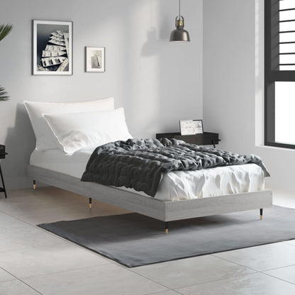 Bedframe Bewerkt Hout Eikenkleurig Grijs Sonoma 75 x 190 cm