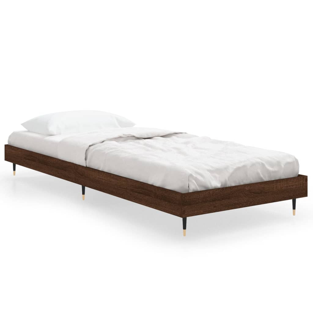 Bedframe Bewerkt Hout Bruin Eikenkleur Bruineiken 75 x 190 cm