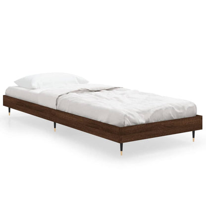 Bedframe Bewerkt Hout Bruin Eikenkleur Bruineiken 75 x 190 cm