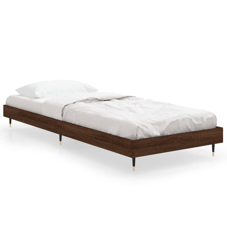 Bedframe Bewerkt Hout Bruin Eikenkleur Bruineiken 75 x 190 cm
