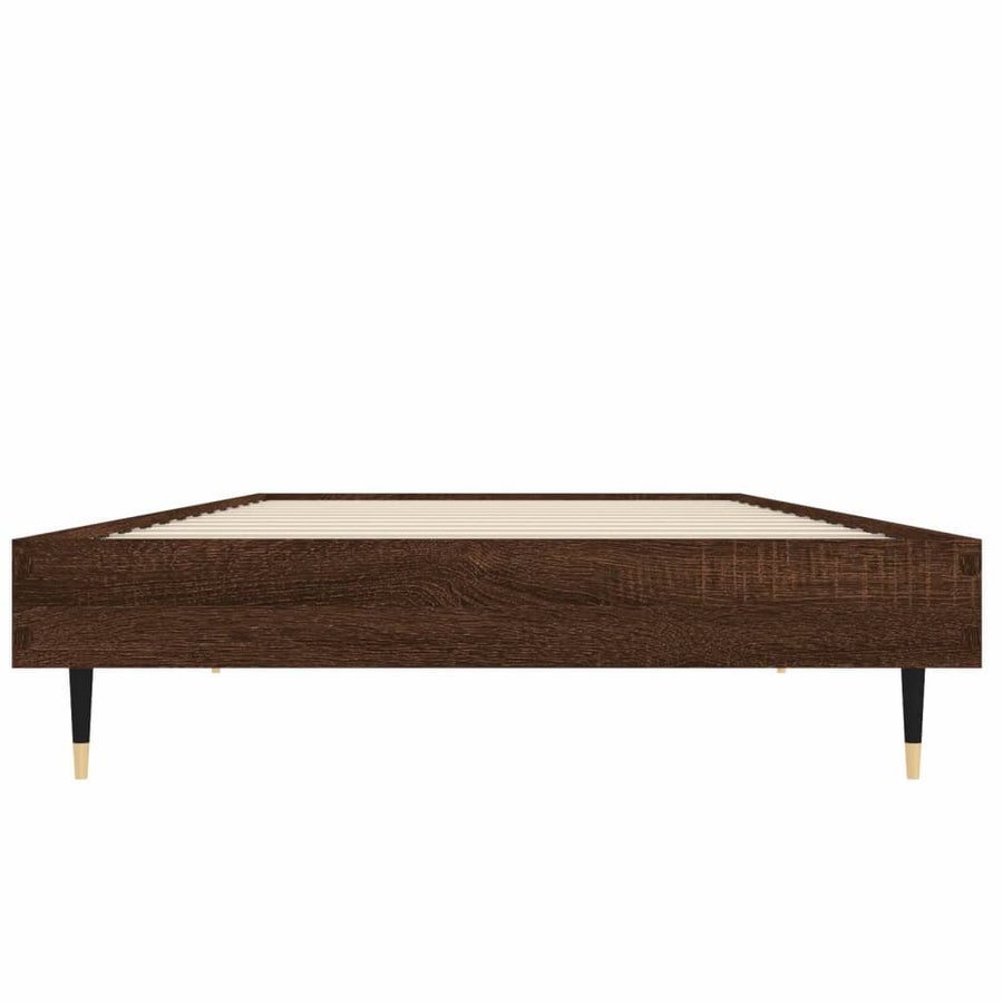 Bedframe Bewerkt Hout Bruin Eikenkleur Bruineiken 75 x 190 cm
