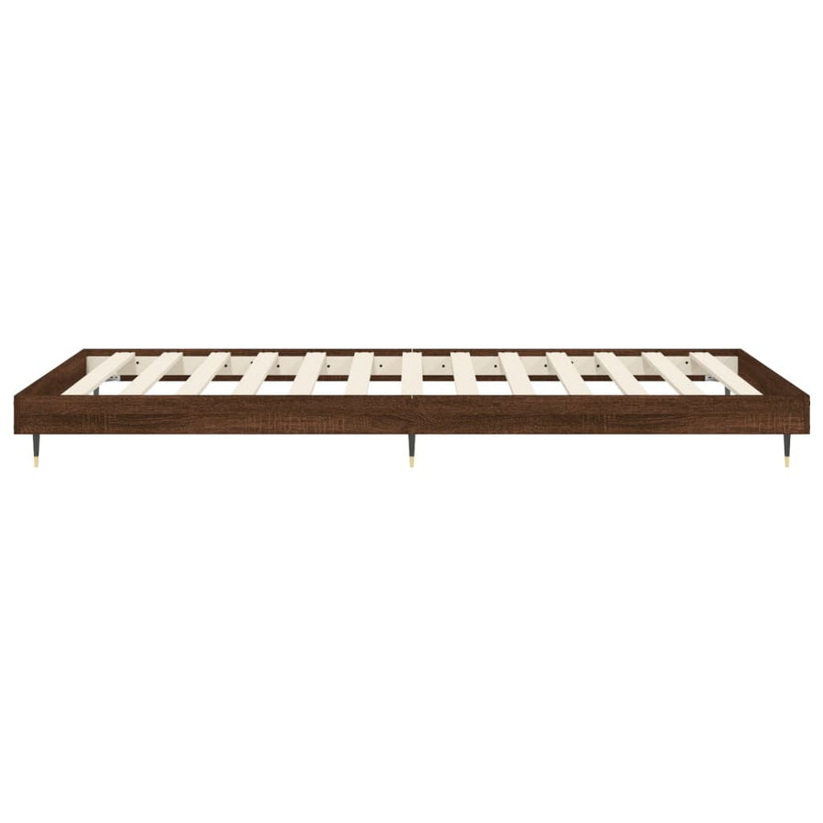 Bedframe Bewerkt Hout Bruin Eikenkleur Bruineiken 75 x 190 cm