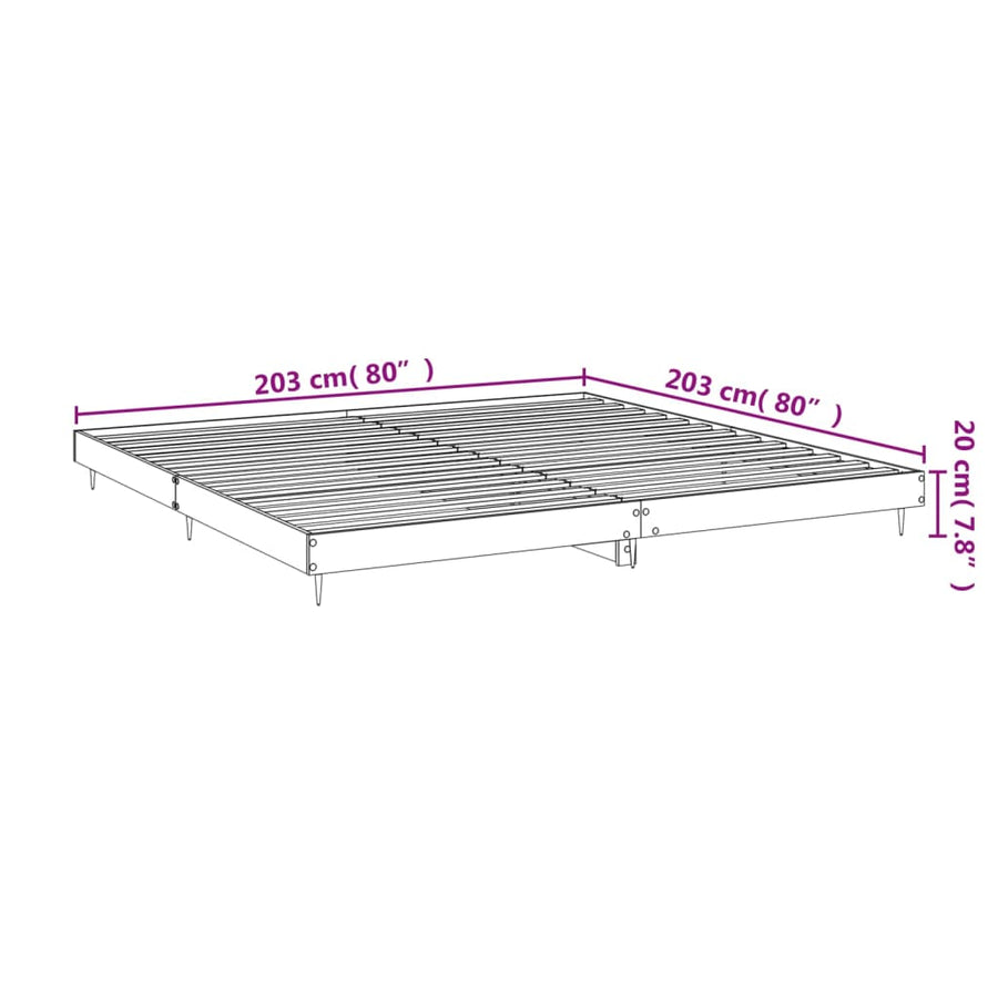 Bedframe Massief Hout Wit 200 x 200 cm
