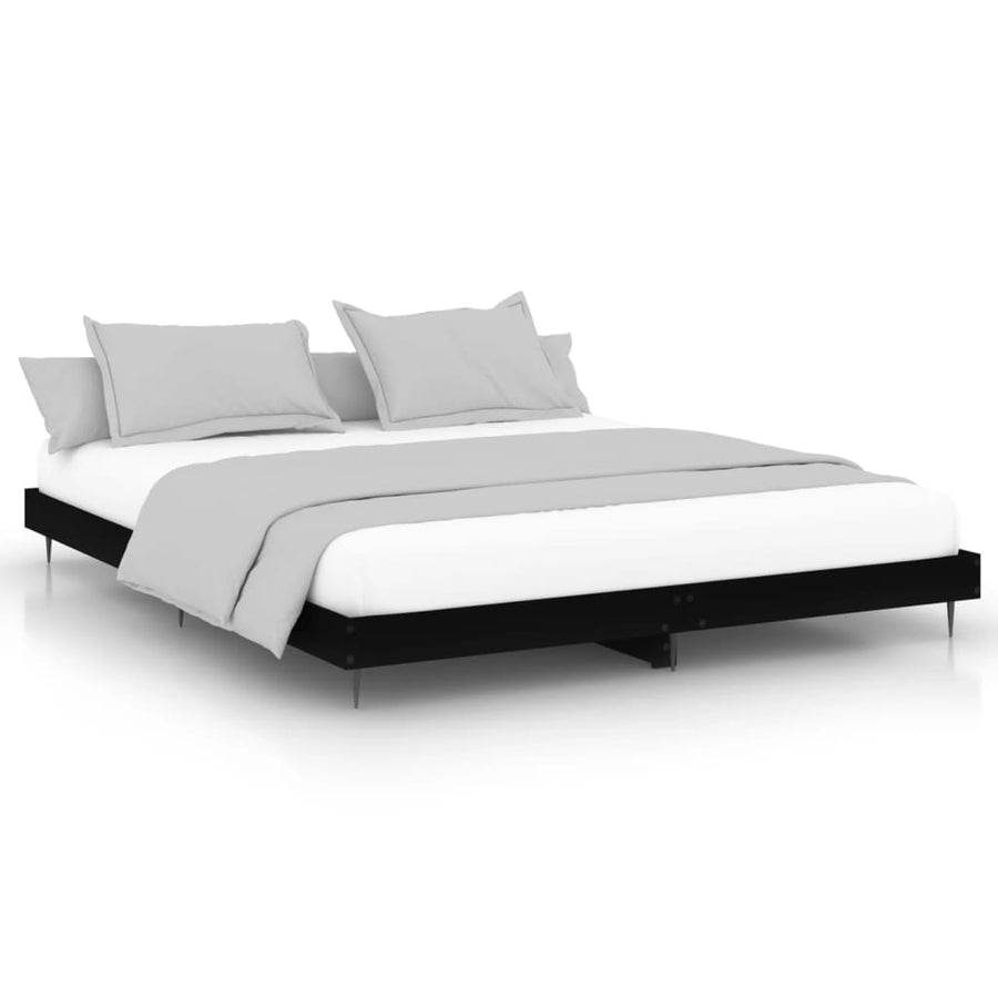 Bedframe Massief Hout Zwart 200 x 200 cm