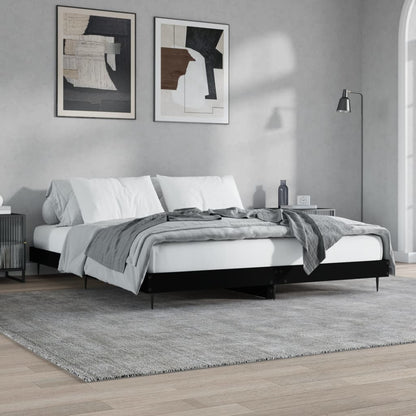 Bedframe Massief Hout Zwart 200 x 200 cm