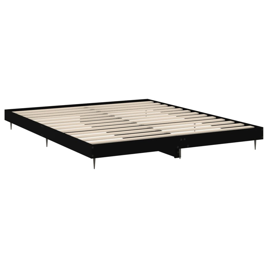 Bedframe Massief Hout Zwart 200 x 200 cm