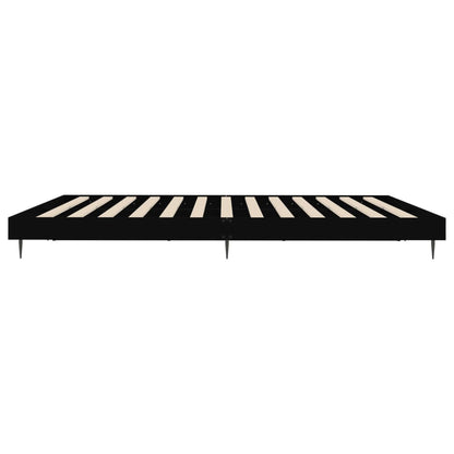 Bedframe Massief Hout Zwart 200 x 200 cm