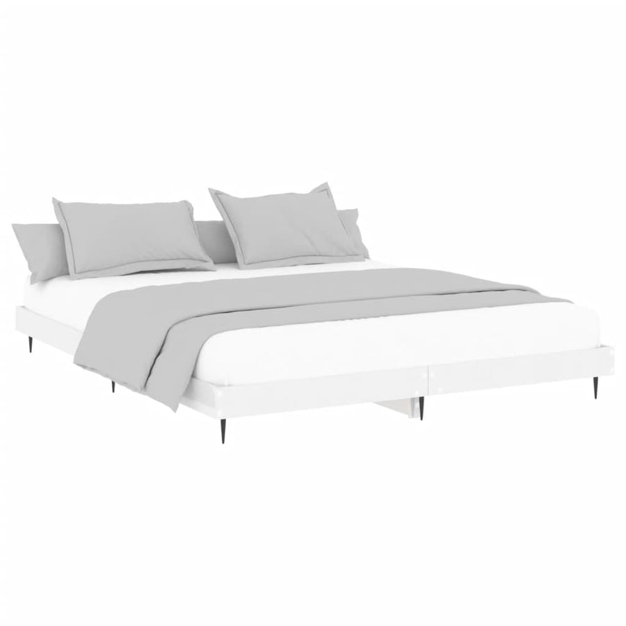 Bedframe Bewerkt Hout Hoogglans Wit 200 x 200 cm