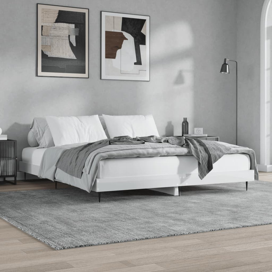 Bedframe Bewerkt Hout Hoogglans Wit 200 x 200 cm
