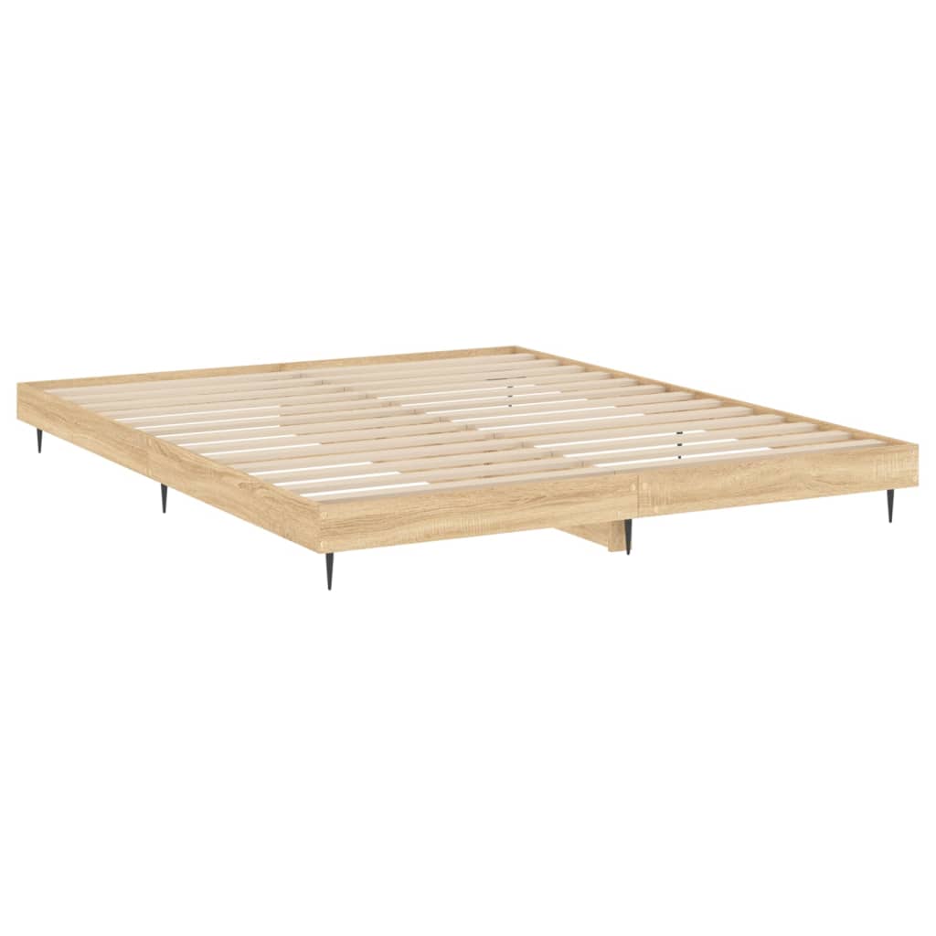 Bedframe Bewerkt Hout Kleurig Sonoma Eiken 200 x 200 cm
