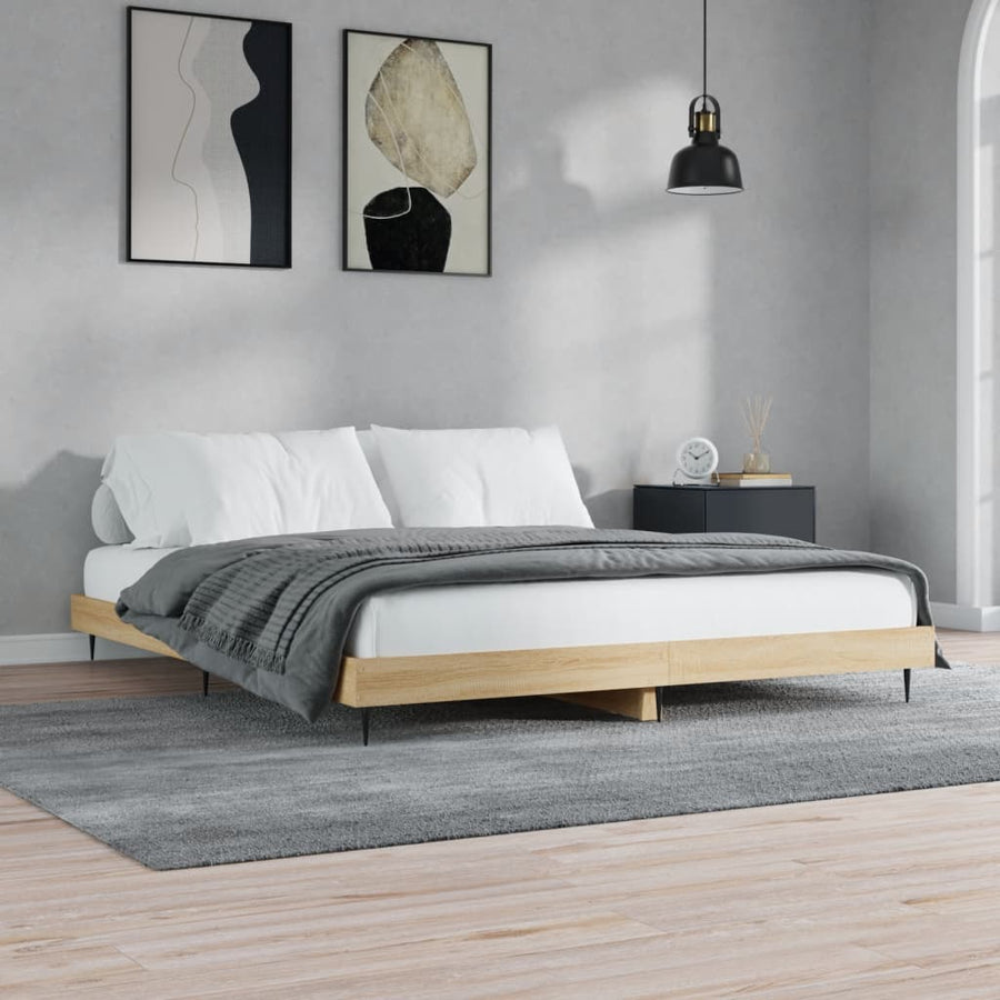 Bedframe Bewerkt Hout Kleurig Sonoma Eiken 200 x 200 cm