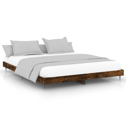 Bedframe Bewerkt Hout Kleurig Gerookt Eiken 200 x 200 cm