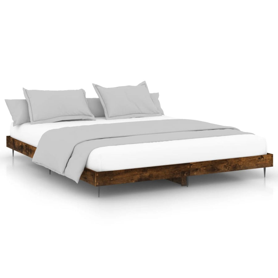 Bedframe Bewerkt Hout Kleurig Gerookt Eiken 200 x 200 cm