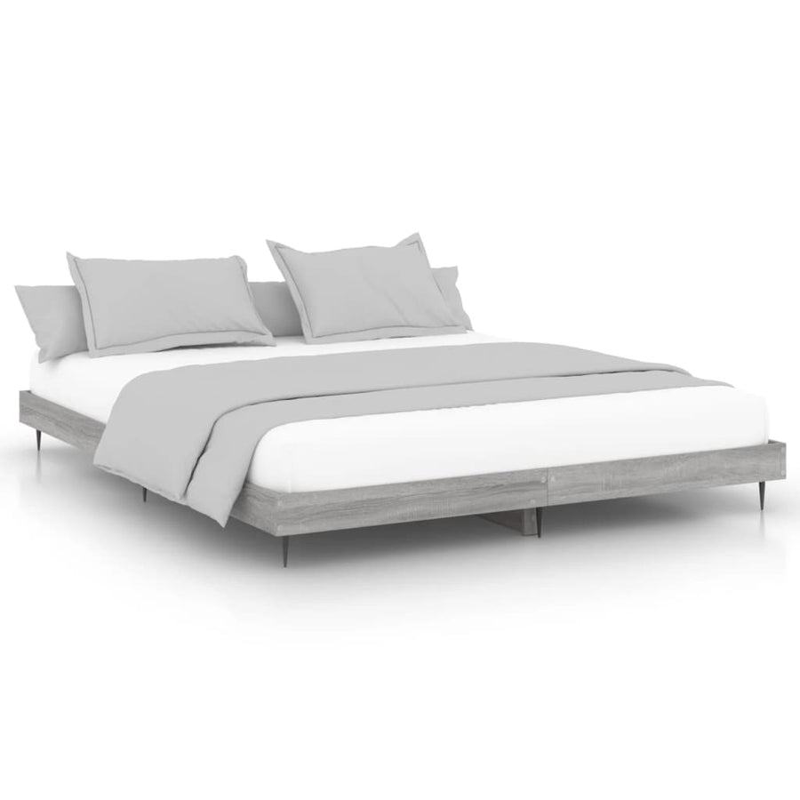 Bedframe Bewerkt Hout Eikenkleurig Grijs Sonoma 200 x 200 cm