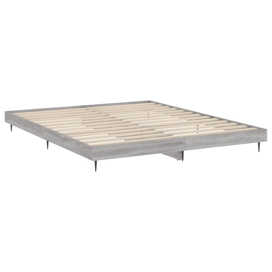 Bedframe Bewerkt Hout Eikenkleurig Grijs Sonoma 200 x 200 cm
